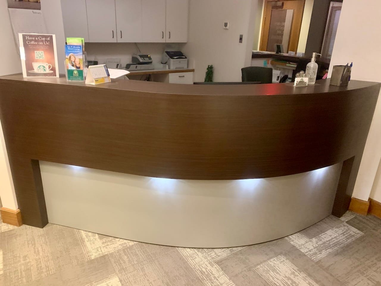 Custom Reception Post in a Dental office in Fairlawn, OH