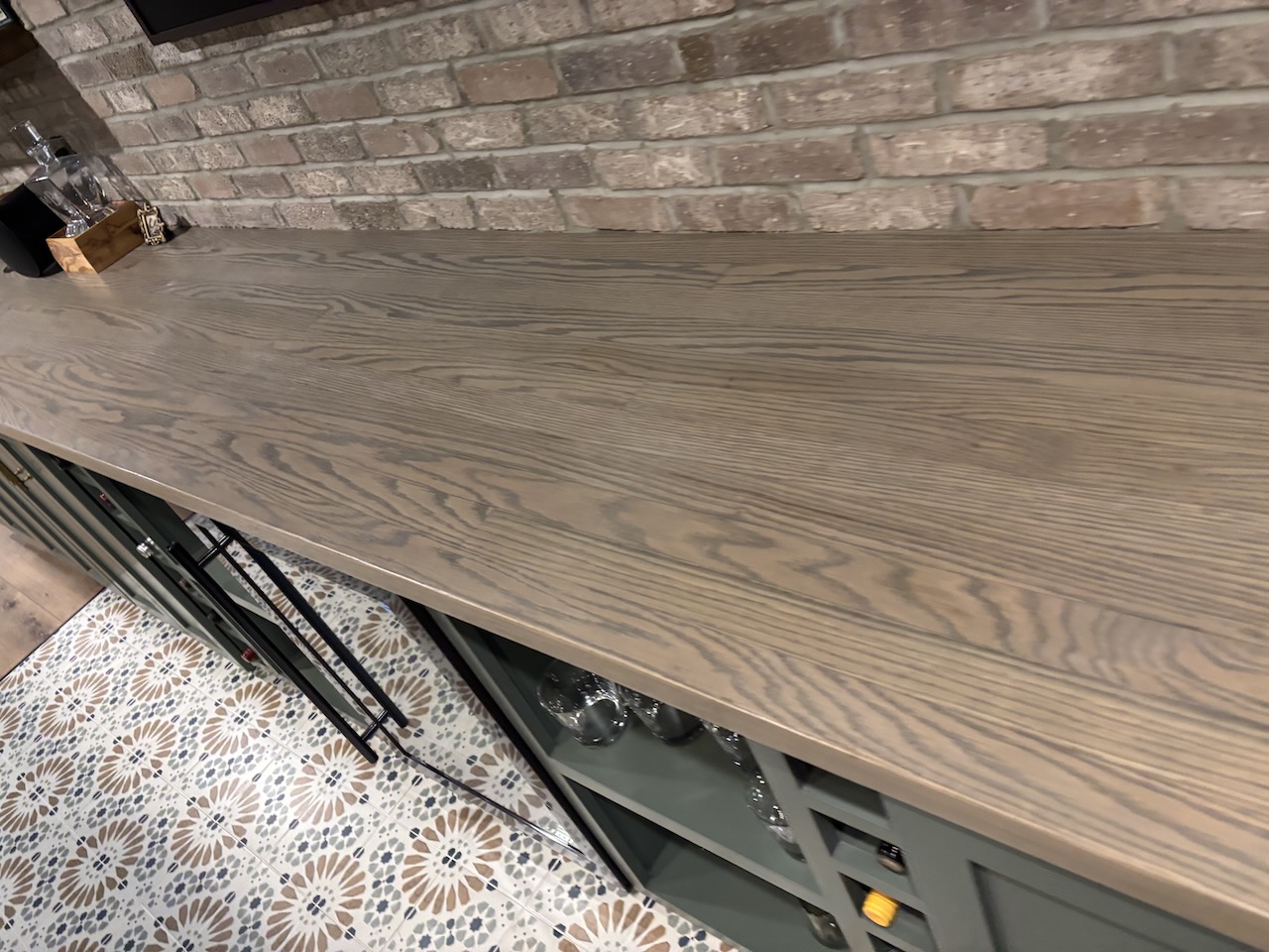 Basement Remodel with Custom Built-in cabinets and Solid Wood Counter by Mr.Countertops in NE Ohio