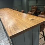 Gorgeous Custom Live Edge Wood Bar in Basement Remodel by Mr.Countertops in Northeast OH