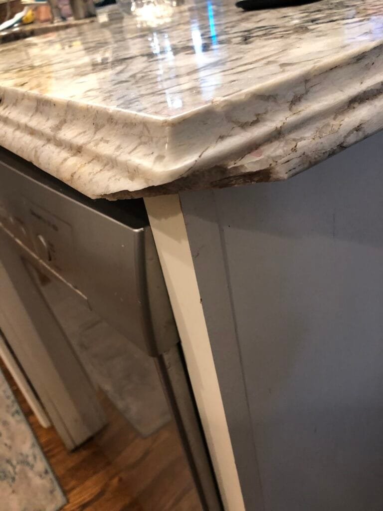 Broken Granite before expert repair by Mr.Countertops in Cleveland, OH