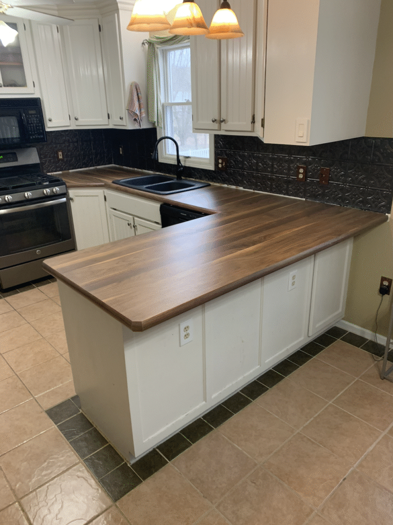 Walnut Butcher Block Island in Northeast Ohio kitchen