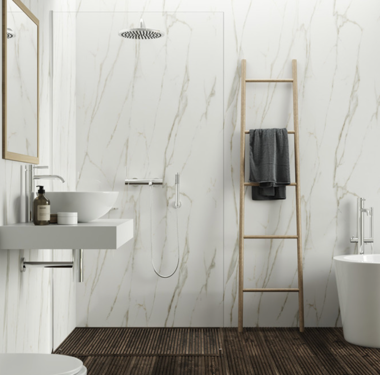 Seamless bathroom walls by Mr.Countertops in Medina, OH