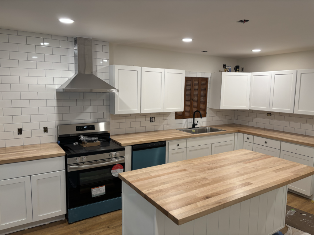 North Ridgeville Kitchen Remodel Featuring Custom Solid Wood Island and Countertops by Mr.Countertops