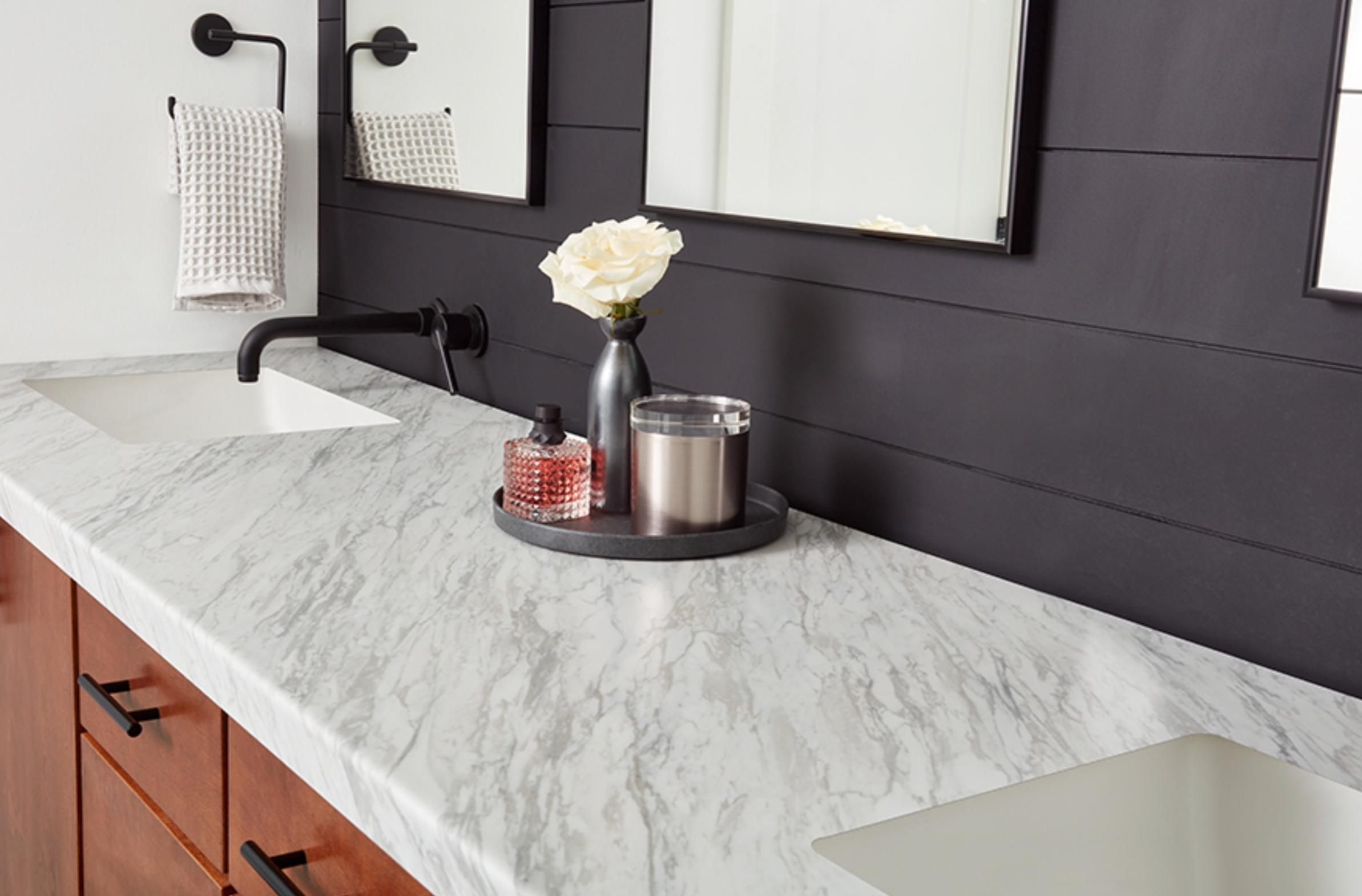 Custom Laminate Vanity With Seamless Sink and Plumbing in NE Ohio By Mr.Countertops