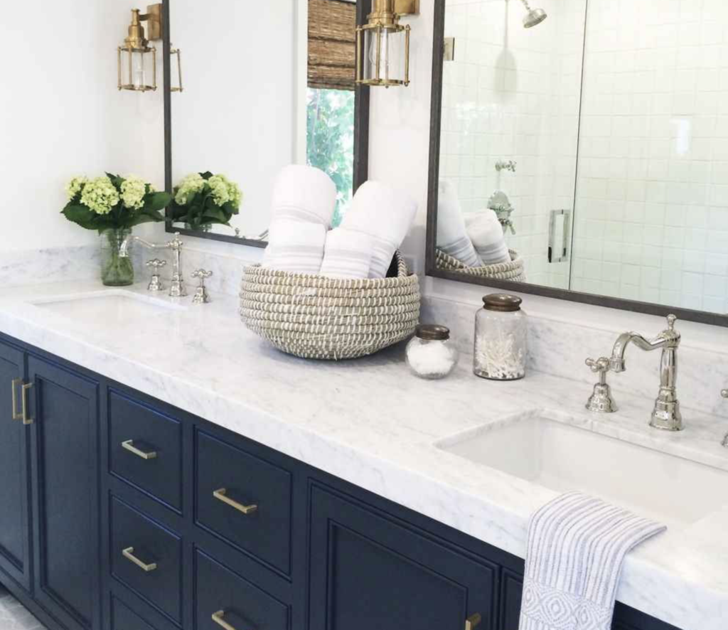 Custom Vanity with Solid Surface Counter by Mr. Countertops in Medina, OH