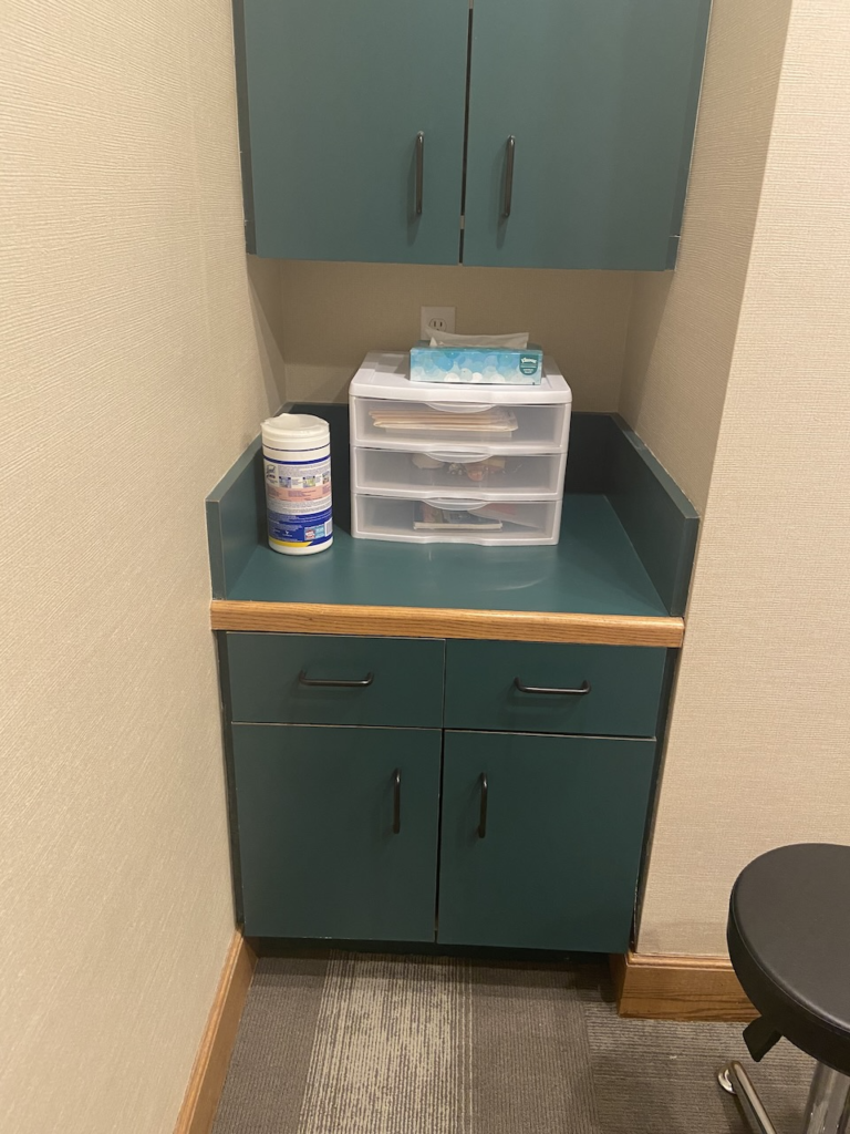 Outdated Dental cabinet before total reconstruction by Mr.Countertops in Fairlawn, OH