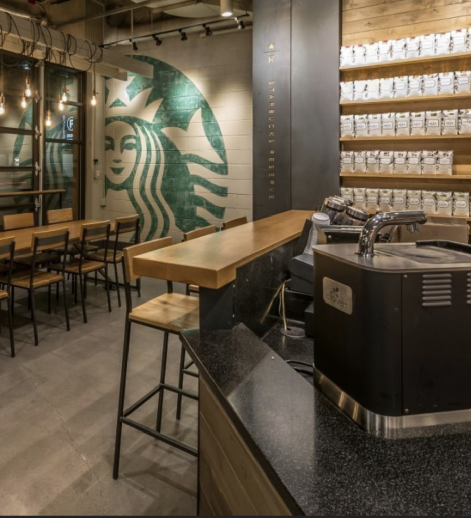 Starbucks with Custom Countertops, Tables and Prep Areas By MR.Countertops in Northeast Ohio.