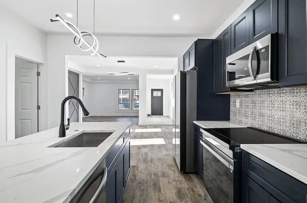 Modern Kitchen remodel with Custom EverAfter Solid Surface Countertops in Cleveland OH kitchen remodel.