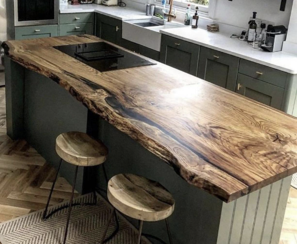 Custom Live-Edge Slab Countertop in Cleveland Ohio Kitchen