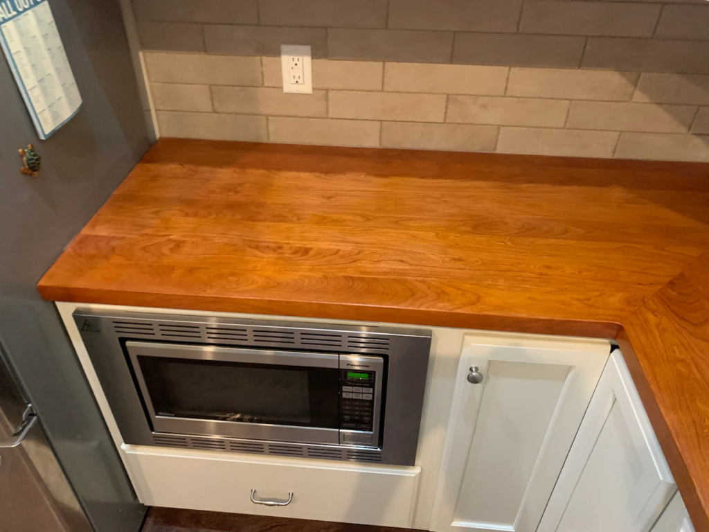 Solid Wood Countertops with food safe finish and cream.