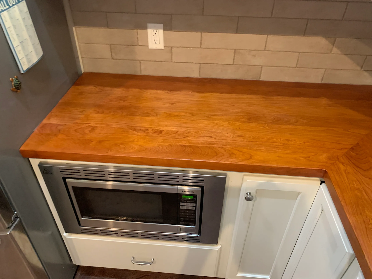 Solid Wood Countertops with food safe finish and cream.