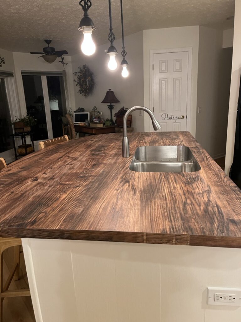 Wood Grain Laminate Kitchen Island in North Ridgeville, OH kitchen remodel