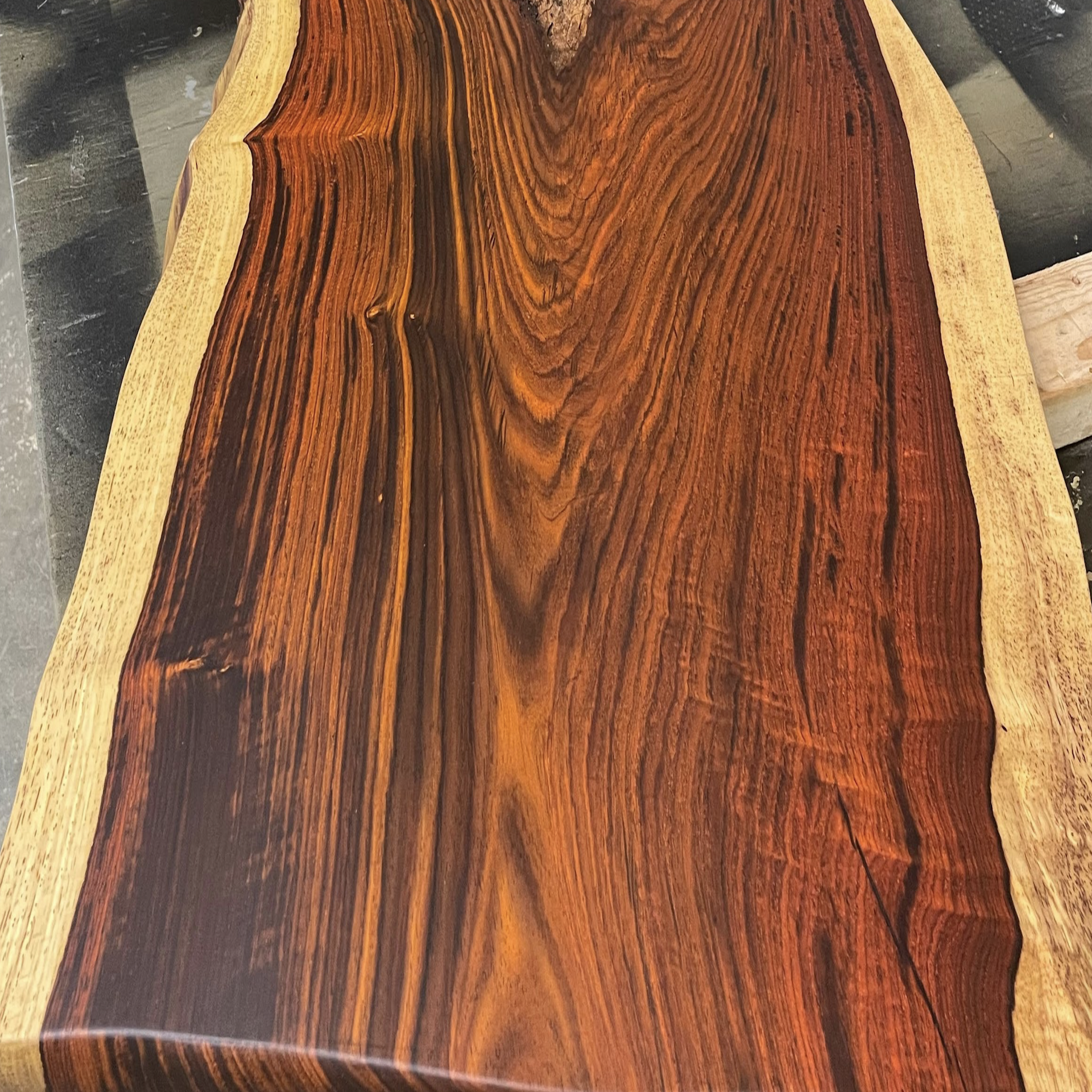 Cocobolo Bar Top during the fabrication process at Mr.Countertops in NE OH