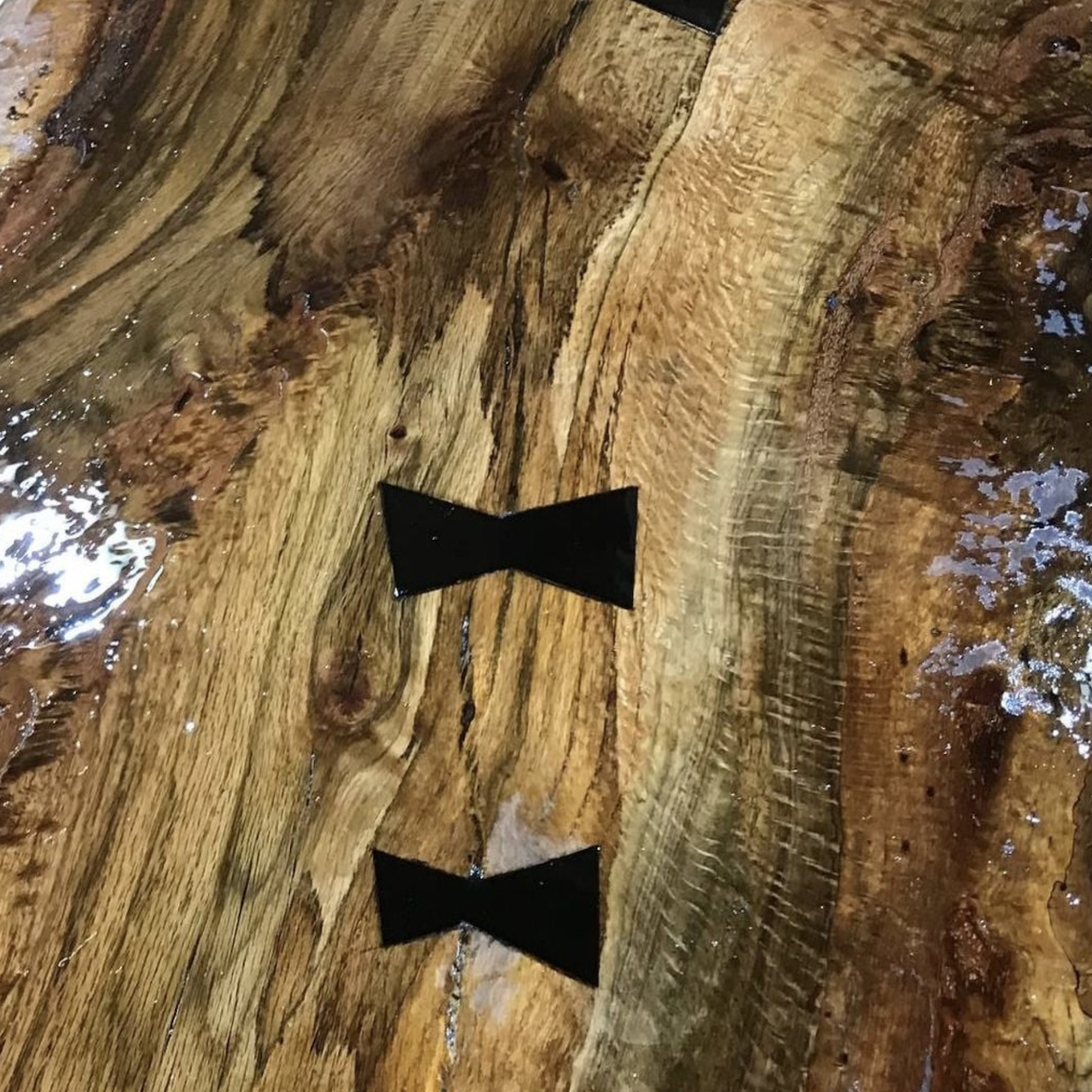 Custom Exotic Wood Bar Top with sparkling epoxy in NE OH