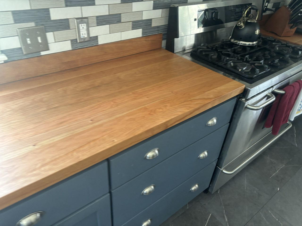 Handcrafted Butcher Block Countertops and modern subway tile installation in NE Ohio
