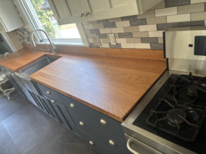 Handcrafted Walnut countertops with undermount stainless steel sink in Tallmadge, OH