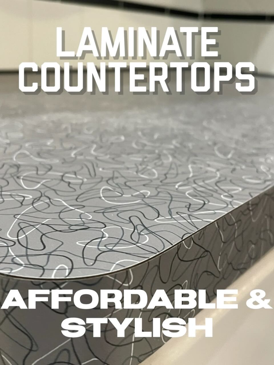 Custom Laminate Countertops with boomerang pattern in modern kitchen remodel in Medina, OH