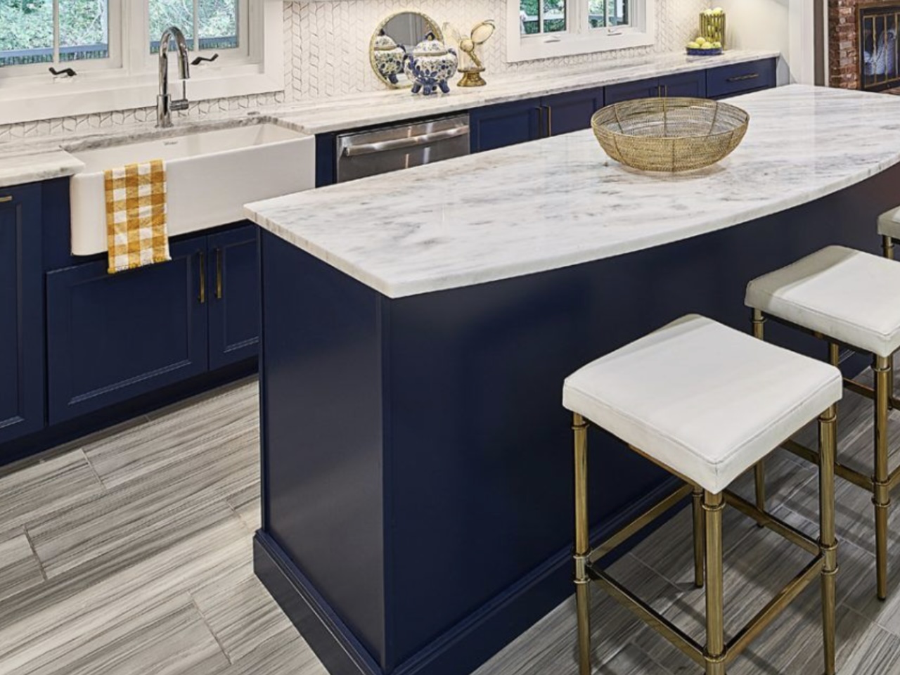 Custom Solid Surface Countertops in Modern Farm style kitchen.